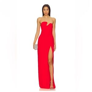 Amanda Uprichard X REVOLVE Strapless Puzzle Gown in Crimson Small